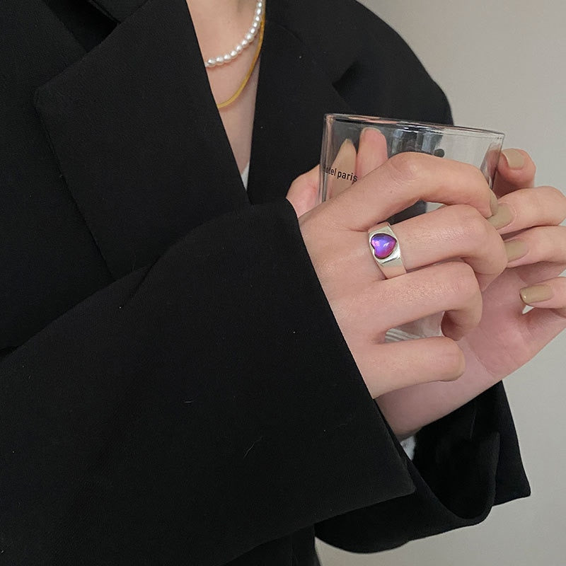 Purple Burst Heart Ring