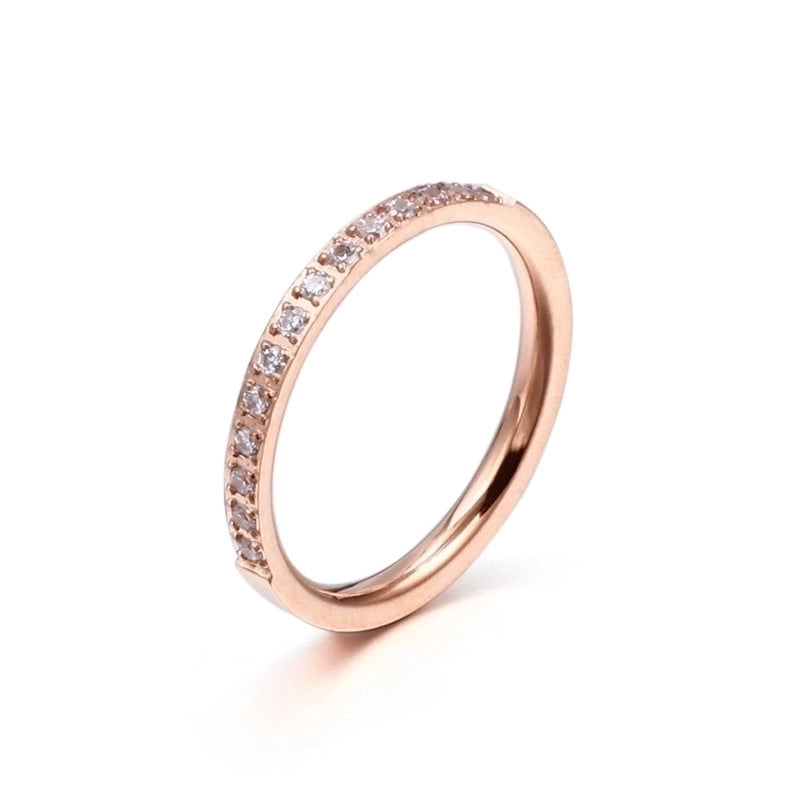 Simple Fashion Single Row Zircon Creative Jewelry Stainless Steel Ring