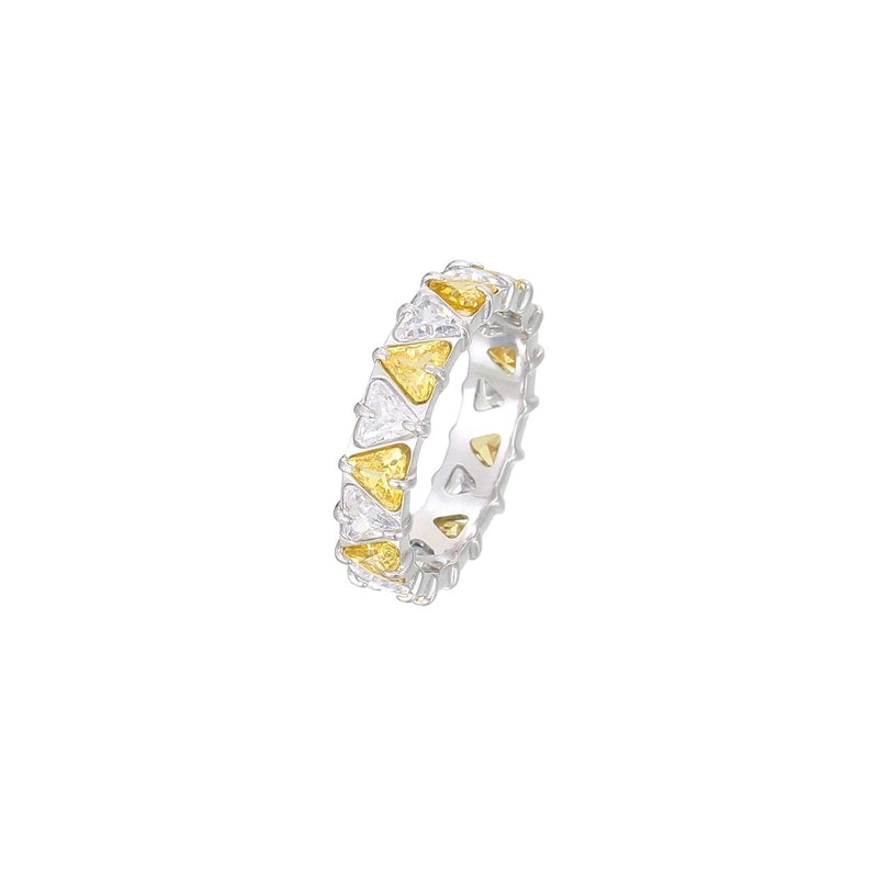 Minimalist Shiny Heart Shape 304 Stainless Steel Zircon 16K Gold Plated White Gold Plated Inlay Rings