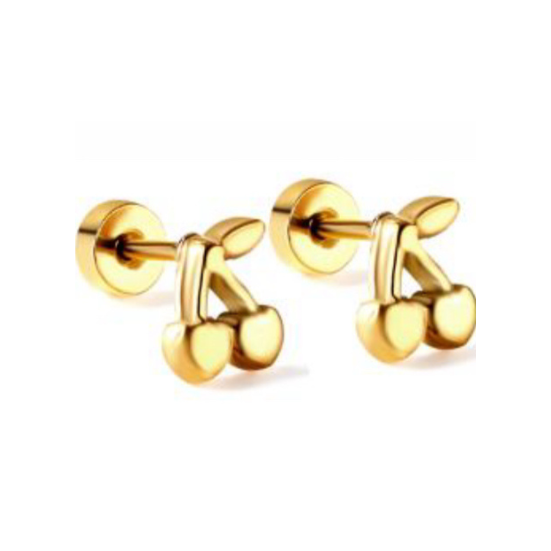 Baby cherry studs - Gold