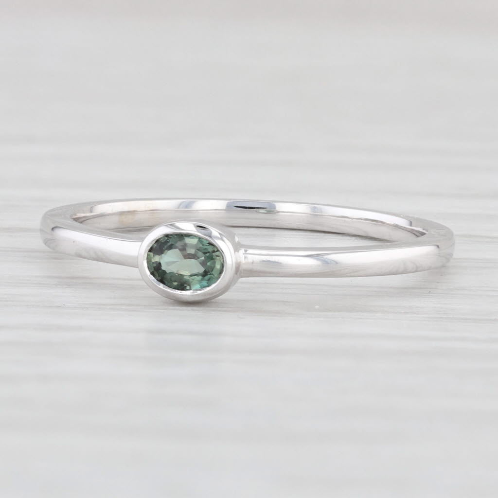 New 0.13ct Lab Grown Green Alexandrite Ring 14k Gold Size 6.5 Oval Solitaire