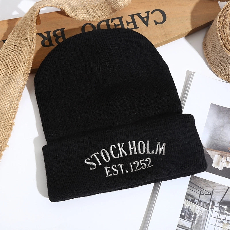 Autumn And Winter Melon Skin Knitted Pullover Cap Wool Hat Tide Brand Warm Ski Hat Sample Custom Custom