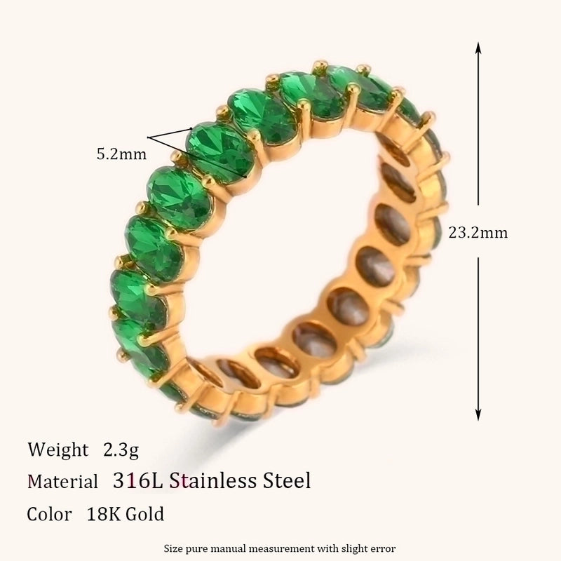 Lady Round Stainless Steel Plating Inlay Zircon 18k Gold Plated Rings