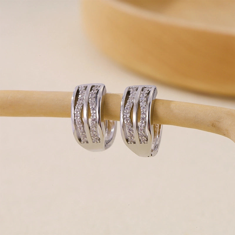 1 Pair Basic Minimalist Geometric Inlay Copper Zircon Earrings