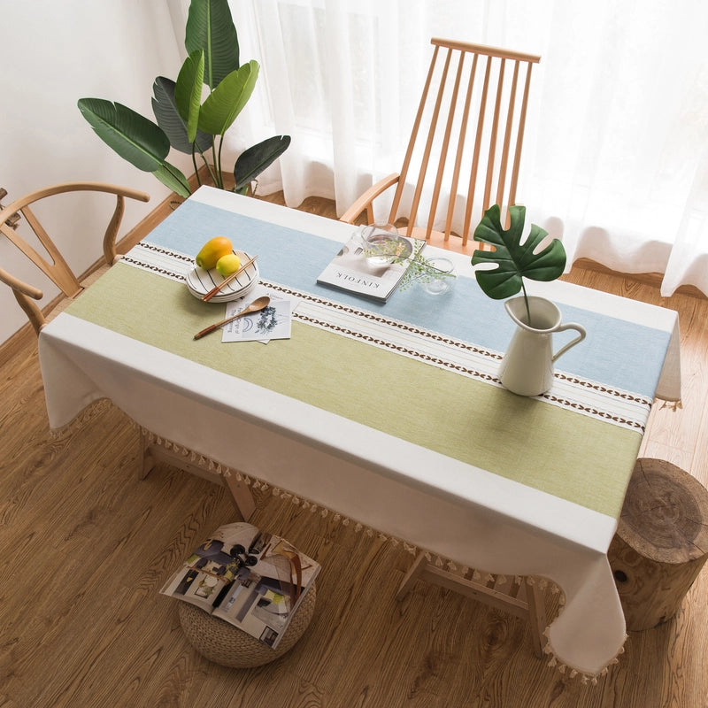 Waterproof Style  Imitation Cotton And Linen Small Fresh Style Tablecloth Artistic Round Table Coffee Table Table Fabric Rectangular Tablecloth