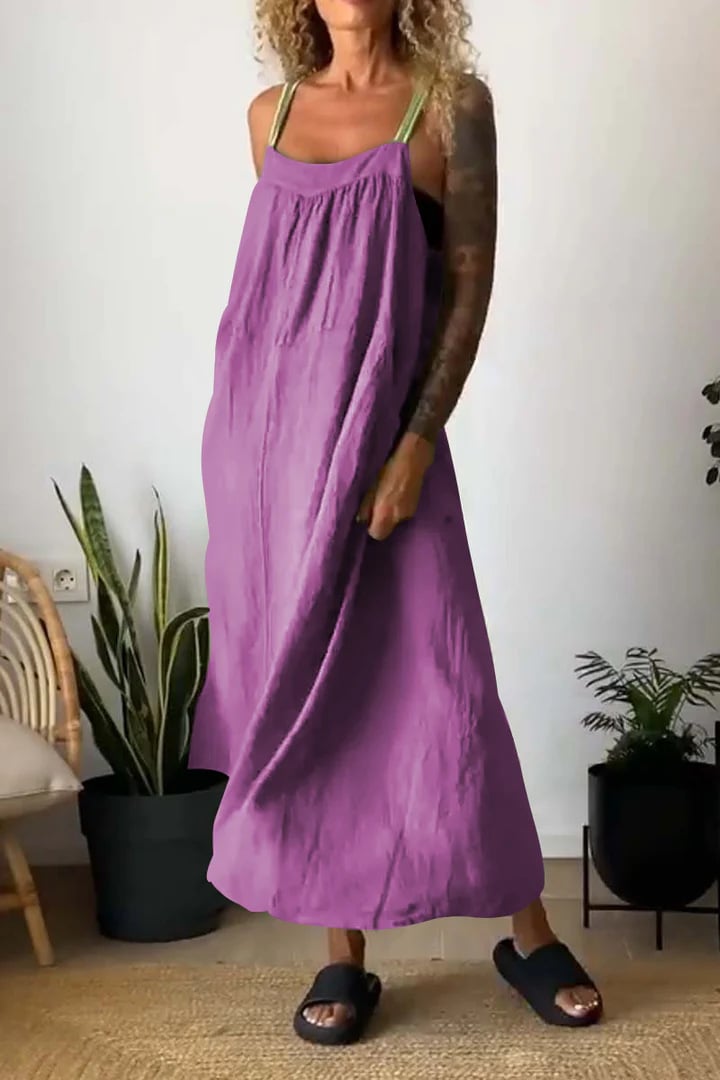 Women's Simple Cotton Linen Sling Dress🔥Free Shipping