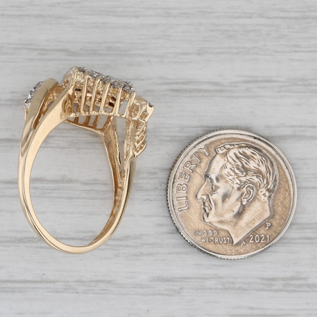 0.36ctw Diamond Cluster Bypass Ring 10k Yellow Gold Size 7.25