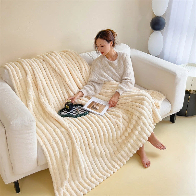 Casual Solid Color Flannel Fabric Blanket Bedding