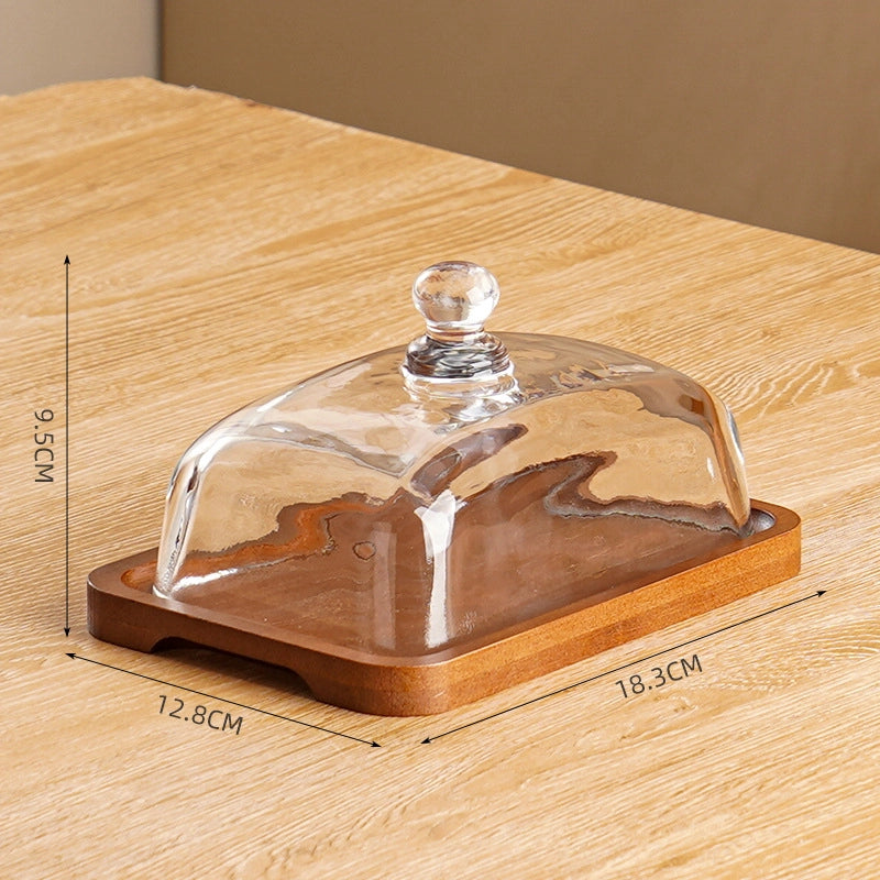 Retro Solid Color Wood Glass Plate 1 Piece