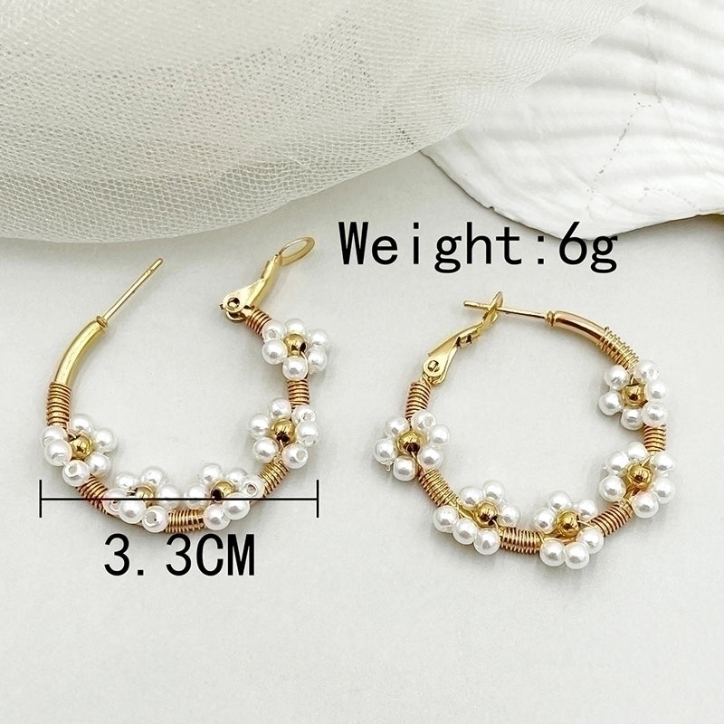 1 Pair Fashion Flower Plating 304 Stainless Steel Crystal Gold Plated Stainless Steel Earrings