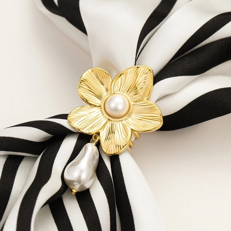 Lady Flower Titanium Steel Women's Scarf Ring