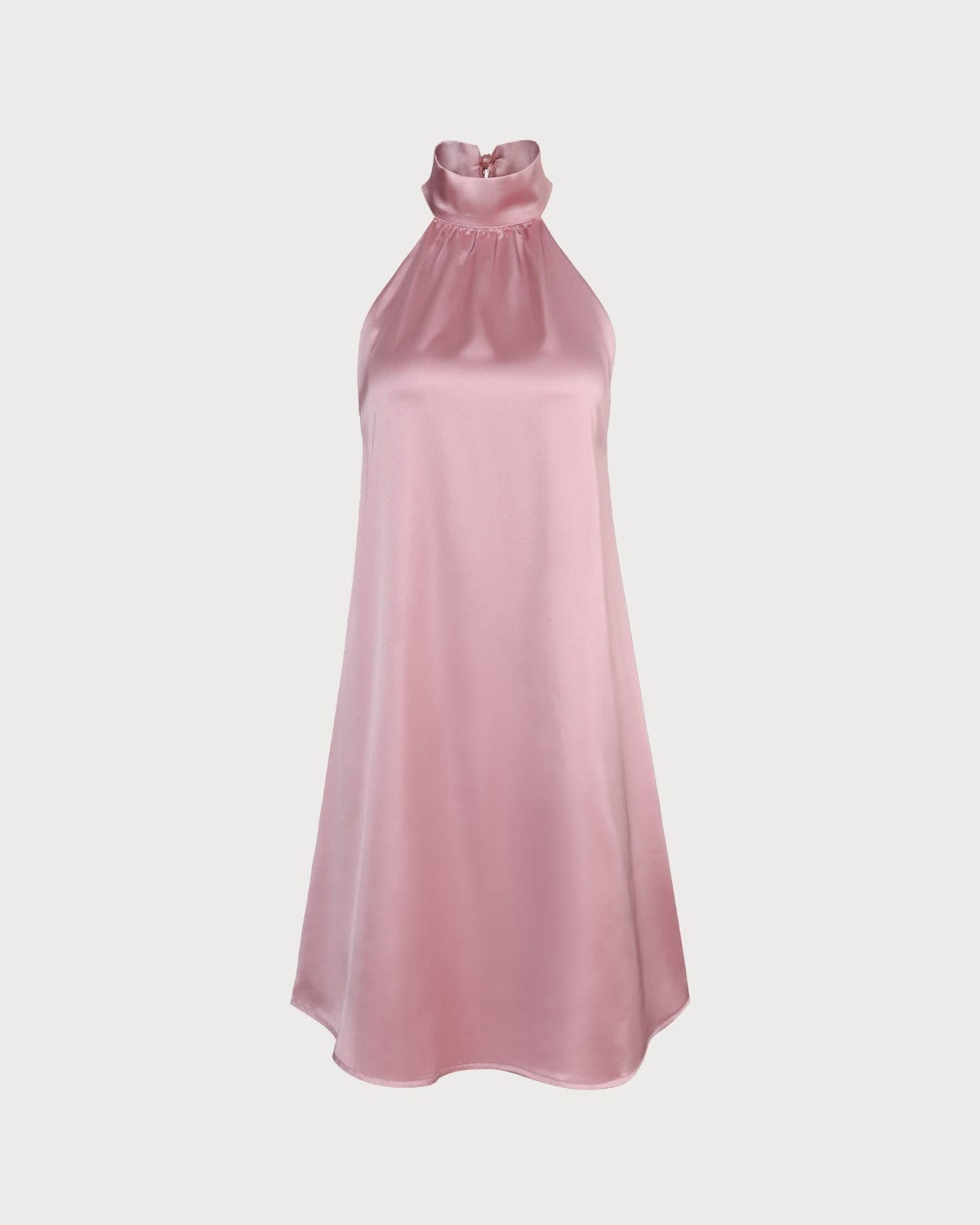 The Pink Halter Satin A-line Mini Dress