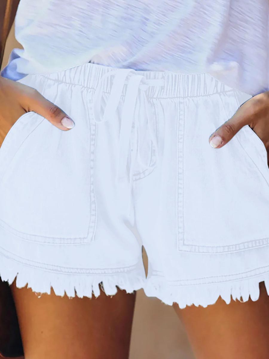 Adjustable Tassel Pocket Shorts