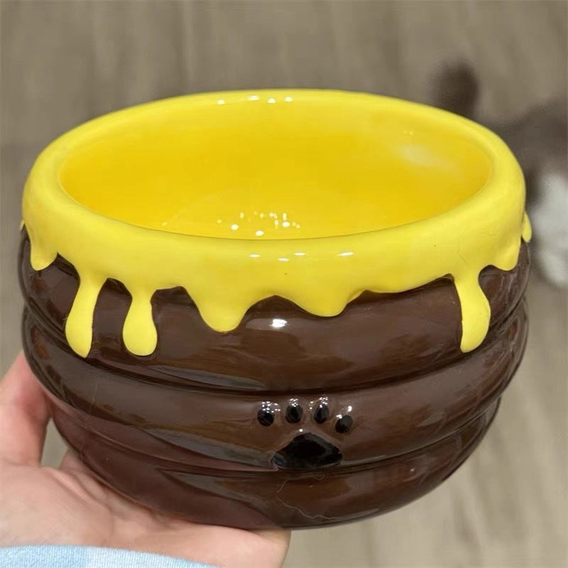Cat Bowl Ceramic Protection Cervical Spine Drinking Bowl Pet Supplies Cute Slant Anti-overturning Dog Rice Bowl Cat Food Basin