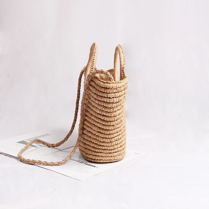 Women's Medium All Seasons Polyester Straw Geometric Vintage Style Streetwear Zipper Straw Bag
