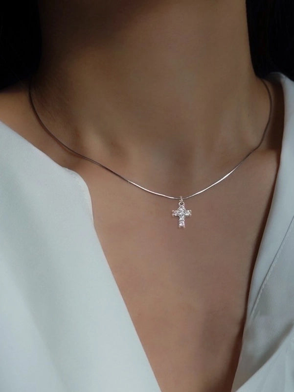 Copper Minimalist Inlay Round Zircon Solitaire Necklace