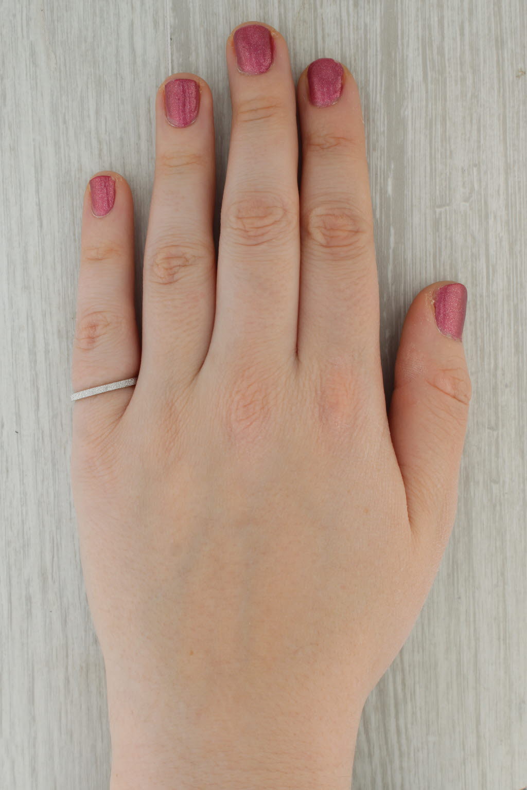 Textured Brushed Band 14k White Gold Size 6 Wedding Stackable Ring