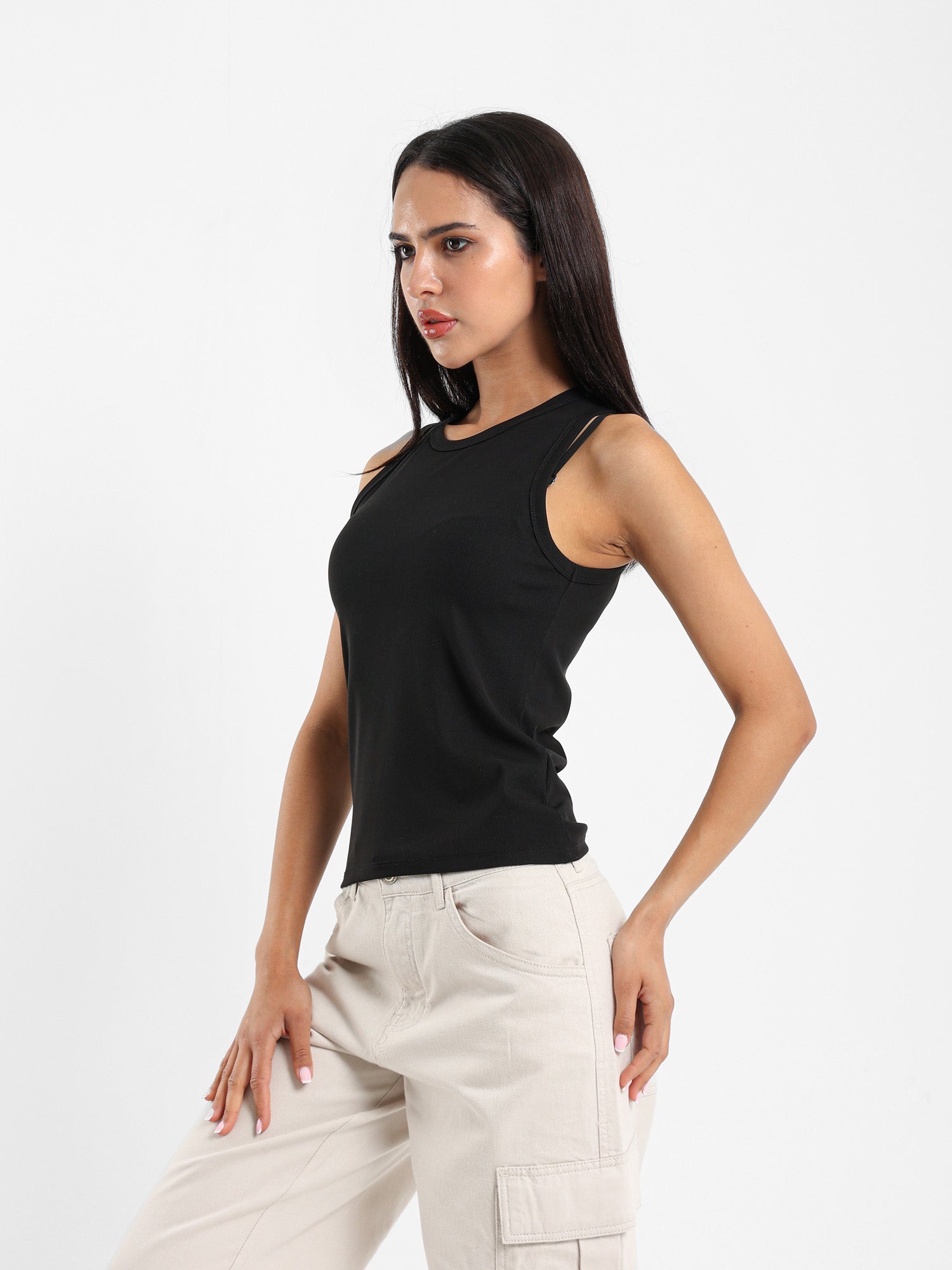 Slim Ribbed Halter Neck Top