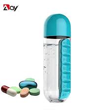 GENERIC 600ML PORTABLE WATER BOTTLE WITH PILL BOX ORGANIZER