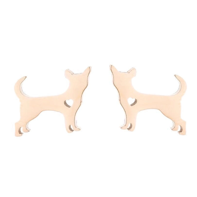 Minimalist Animal Stainless Steel Plating Hollow Out Ear Studs 1 Pair
