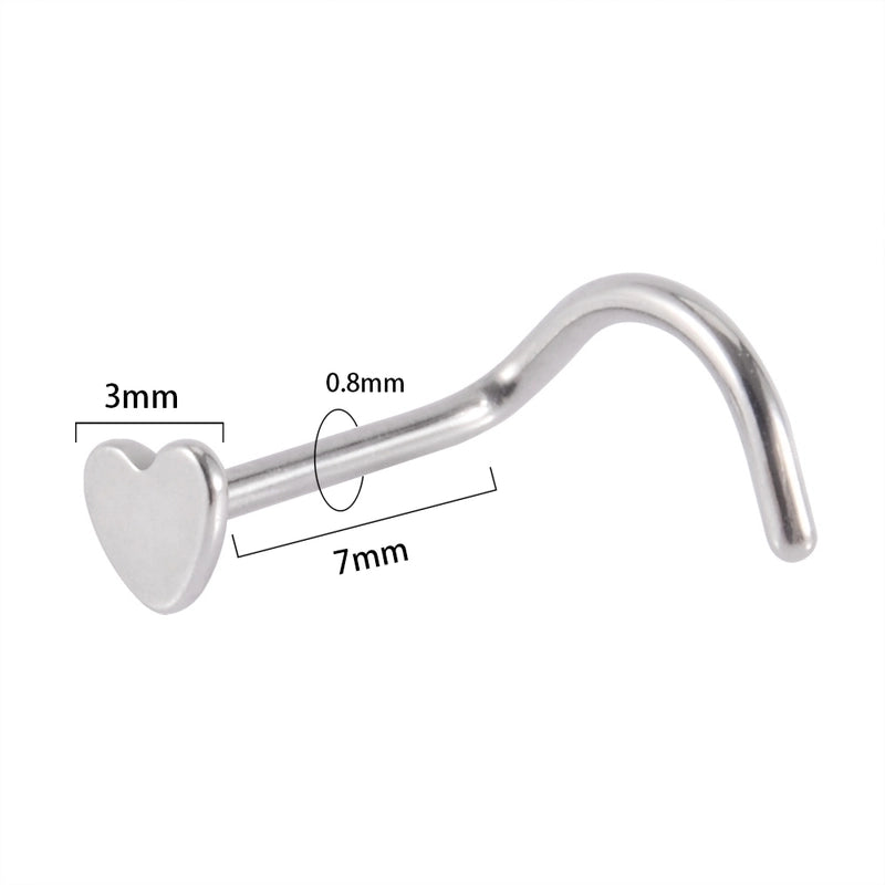 1 Piece Nose Rings & Studs Minimalist Heart Shape 304 Stainless Steel Plating 18K Gold Plated
