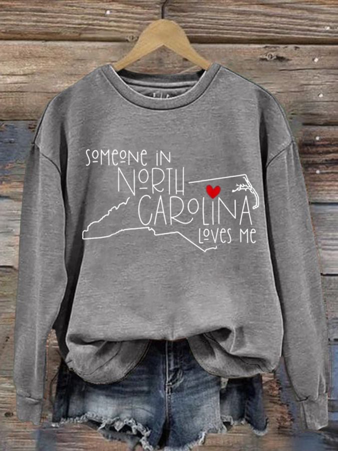 Women's  North Carolina Print Round Neck Sweatshirt