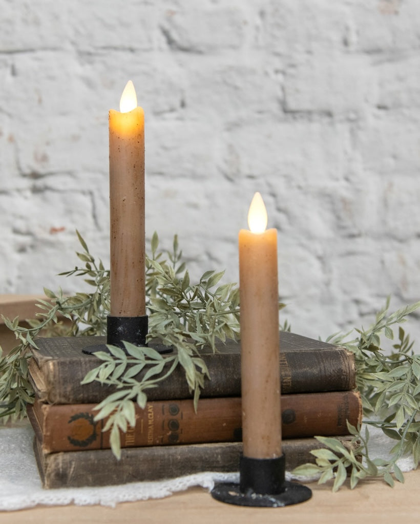 Farmhouse Taper Candles with Moving Flame. Wheat