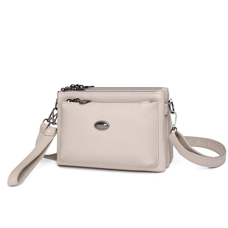 Women's Small Pu Leather Solid Color Streetwear Square Zipper Shoulder Bag Crossbody Bag
