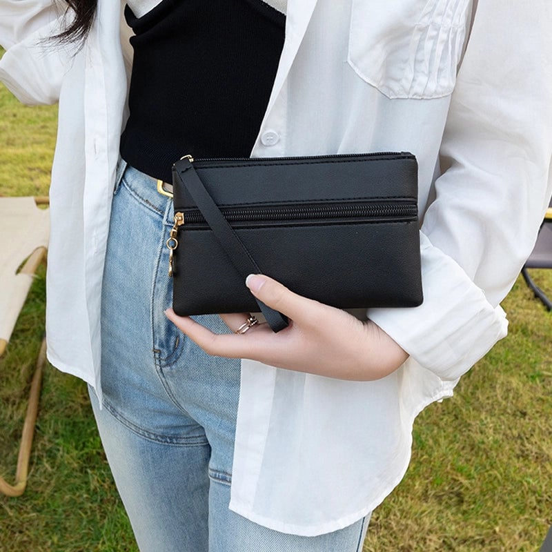 Rose Red Light Pink Black Pu Leather Solid Color Square Clutches