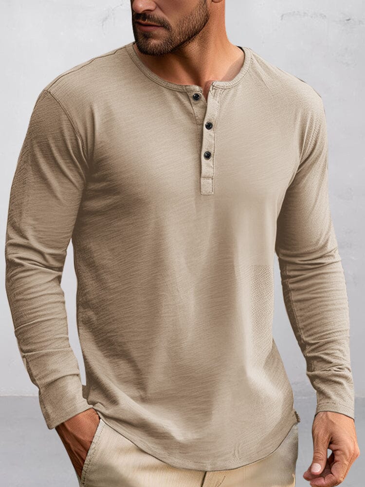 Simple 100% Cotton Henley Shirt