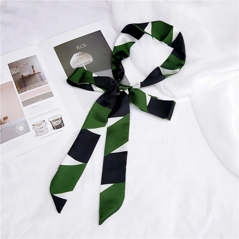 2 M New Polka Dot Special Long Edition Thin Narrow Silk Scarf Women's Spring Summer Autumn Scarf Belt Black And White Fashion