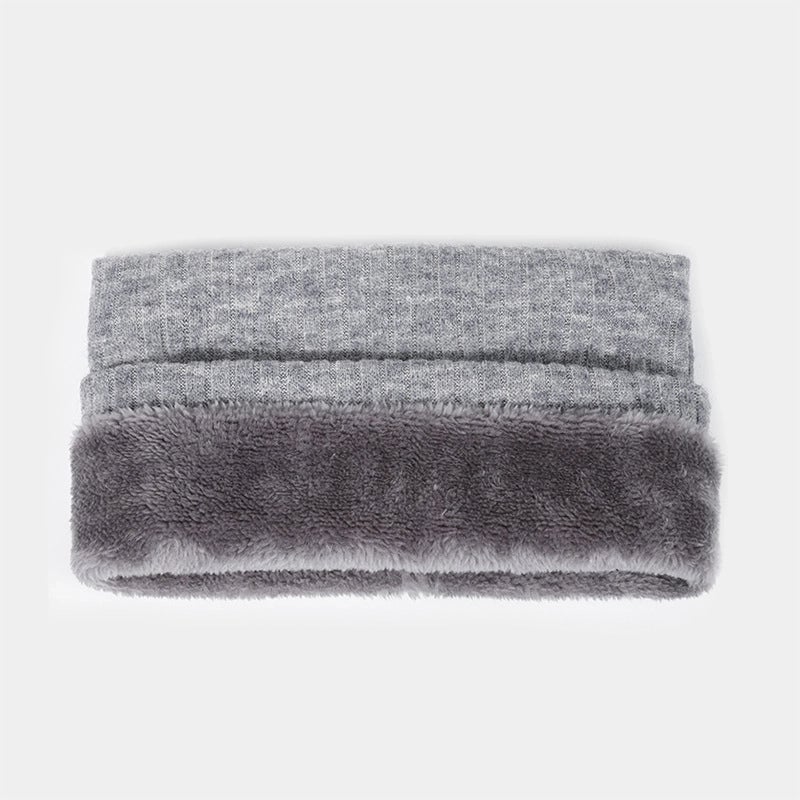 Autumn And Winter New Spot Knitted Scarf Men And Women Plus Velvet Warm Pullover Scarf Vertical Stripe Solid Color Knitted Collar