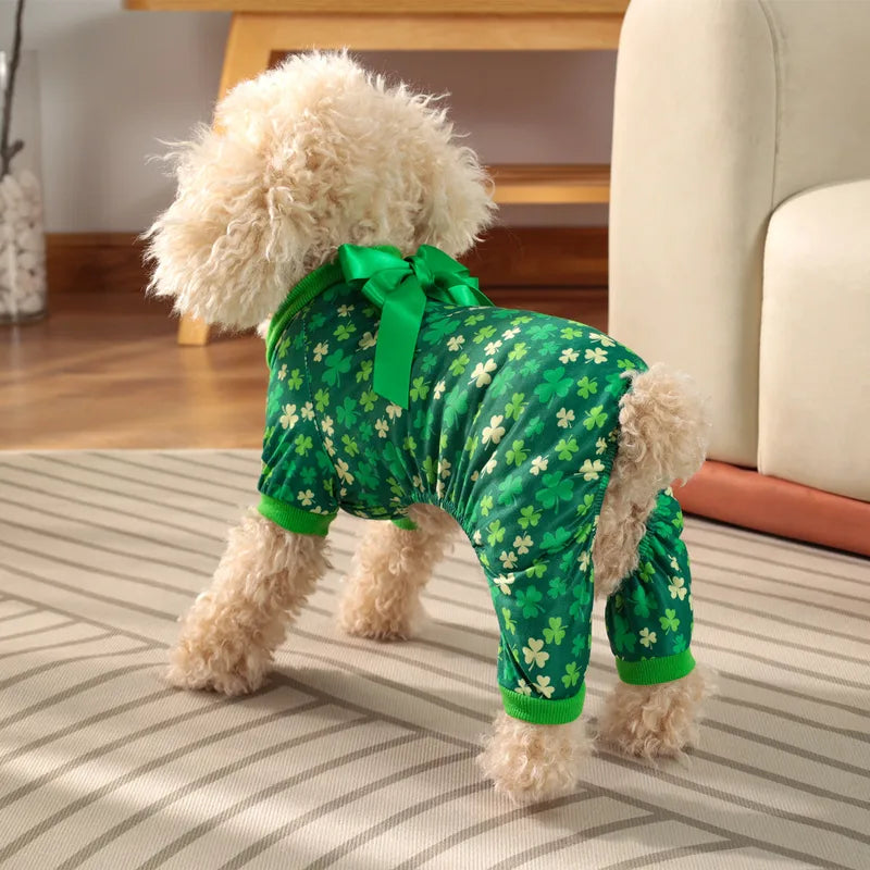 Casual Cute Polyester St. Patrick Shamrock Pet Clothing