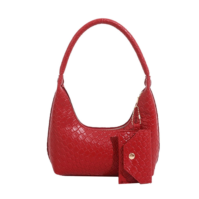 Women's Small Pu Leather Solid Color Classic Style Square Zipper Bag Sets