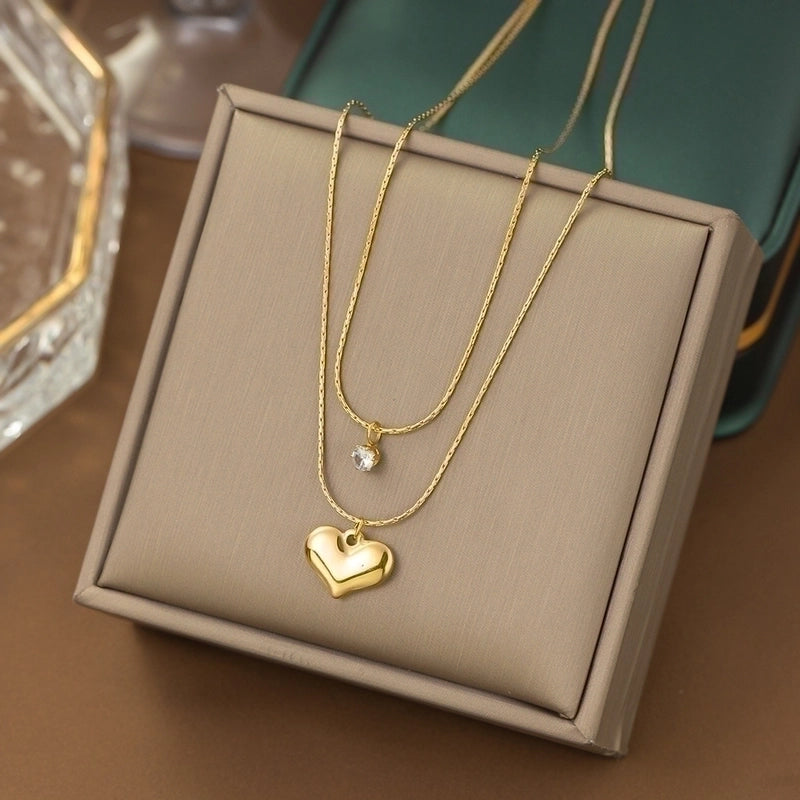 Casual Minimalist Heart Shape Titanium Steel Plating Inlay Pearl Shell Bracelets Earrings Necklace