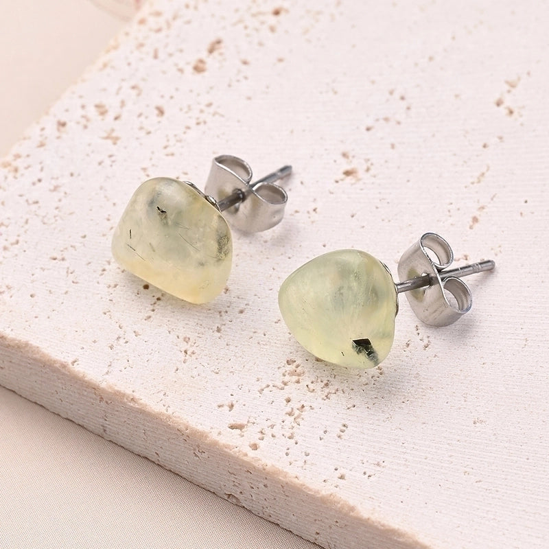 1 Pair IG Style Casual Irregular Simple Irregular Polishing Inlay 304 Stainless Steel Natural Stone Crystal Agate Obsidian Ear Studs