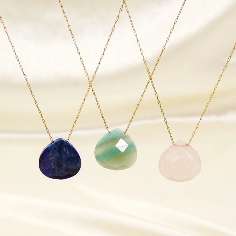 3 Pieces 304 Stainless Steel Natural Stone 14K Gold Plated Classic Style Plating Water Droplets Pendant Necklace