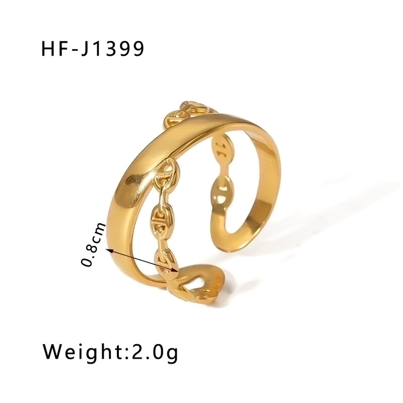 Stainless Steel 18K Gold Plated Modern Style Plating Geometric Open Rings