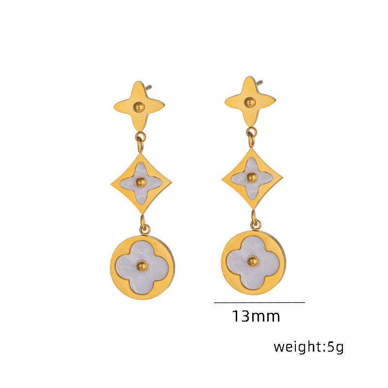 Moderate Luxury Round Geometric Titanium Steel 18K Gold Plated Necklaces