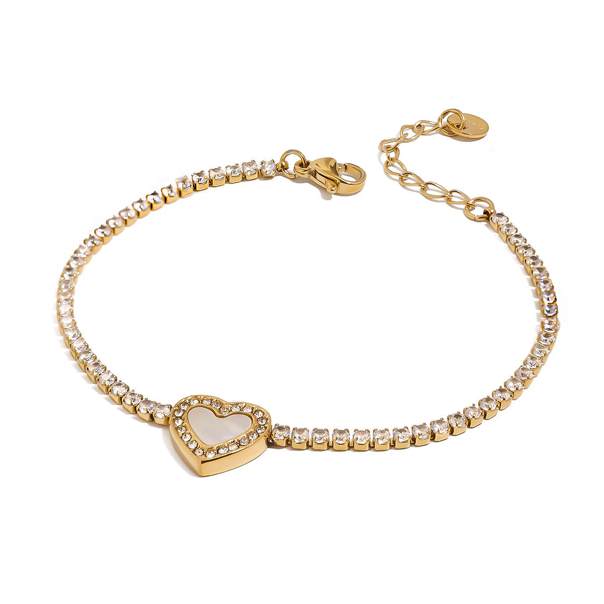 Stainless Steel Heart Full Diamond Bracelet Bracelet Titanium Steel Bracelet