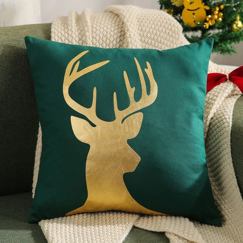 Fashion Christmas Tree Elk Short Plush Pillow Cases