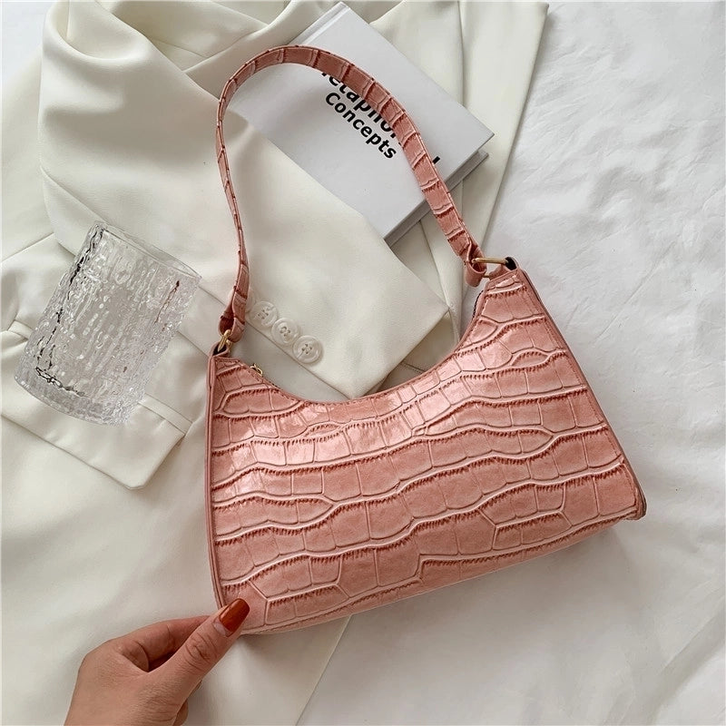 Fashion Square Crocodile Pattern Soft Surface Shoulder Bag