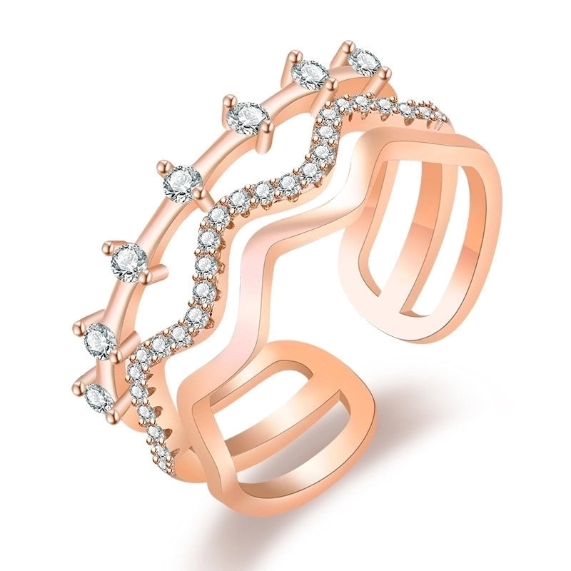Minimalist Solid Color Copper Plating Inlay Artificial Diamond Rings 1 Piece