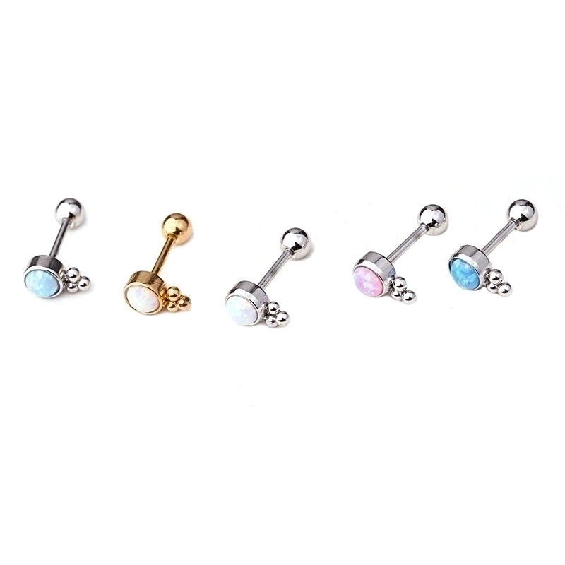 Ear Cartilage Rings & Studs Fashion Geometric 316L Stainless Steel  Inlaid Gemstone