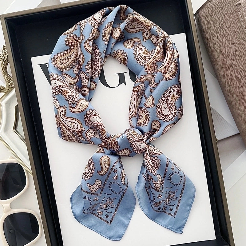 Women's Vintage Style Color Block Polyester Silk Scarf