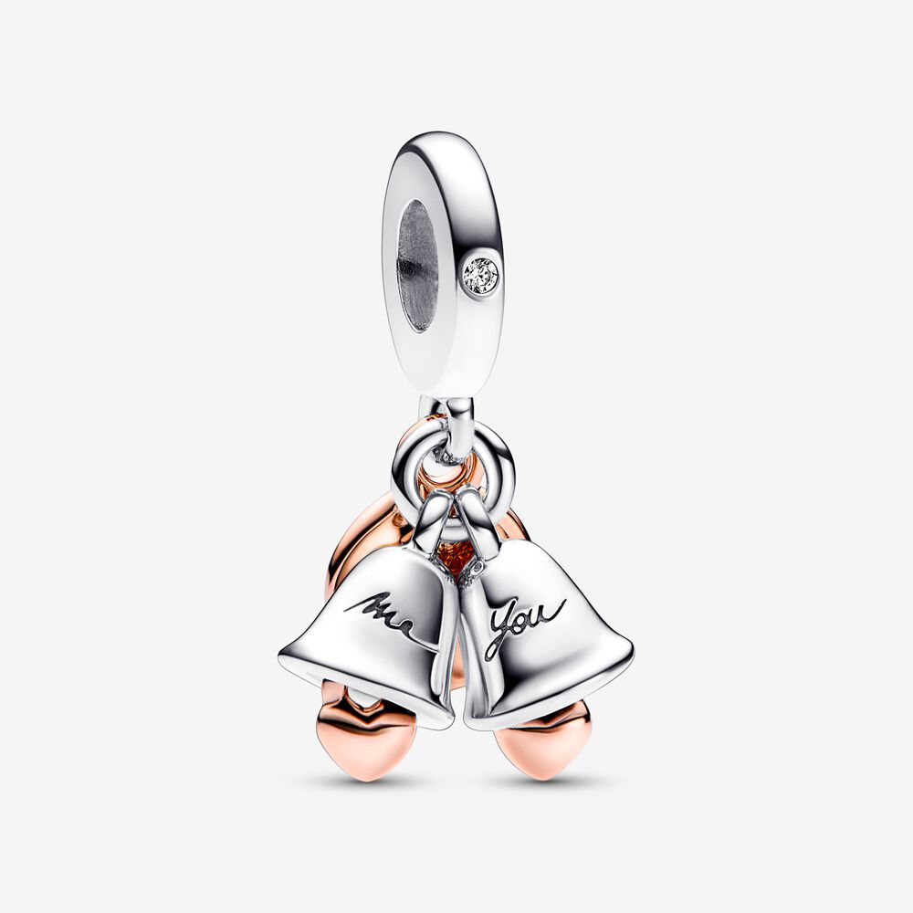 Two-tone Wedding Bells Double Dangle Pandora Charm