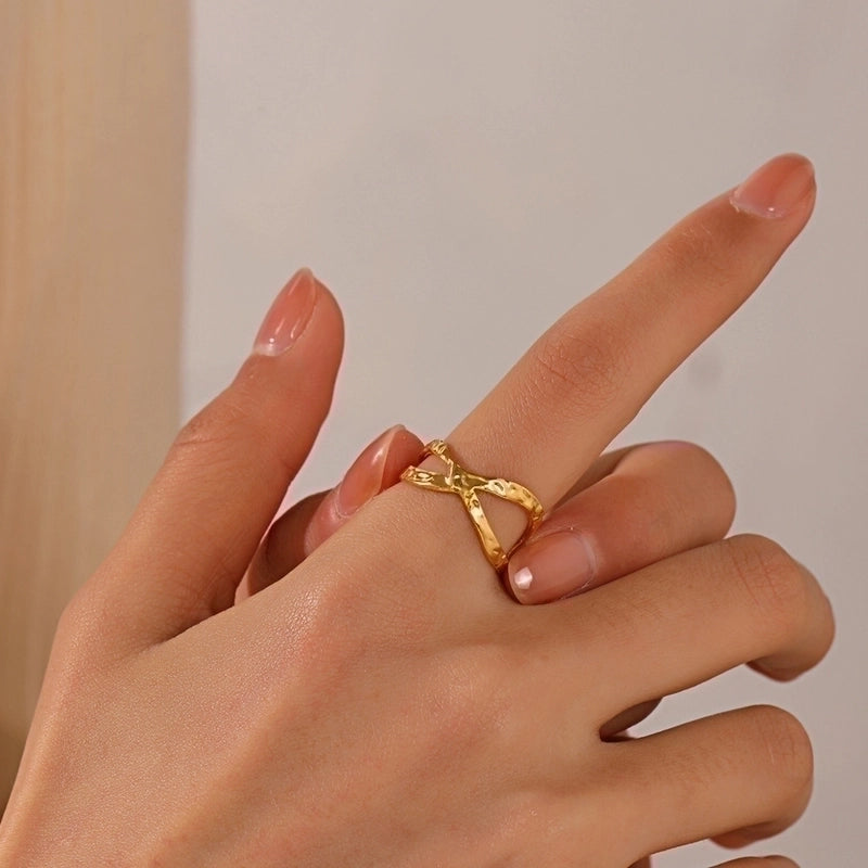 304 Stainless Steel Minimalist Plating Geometric Open Ring