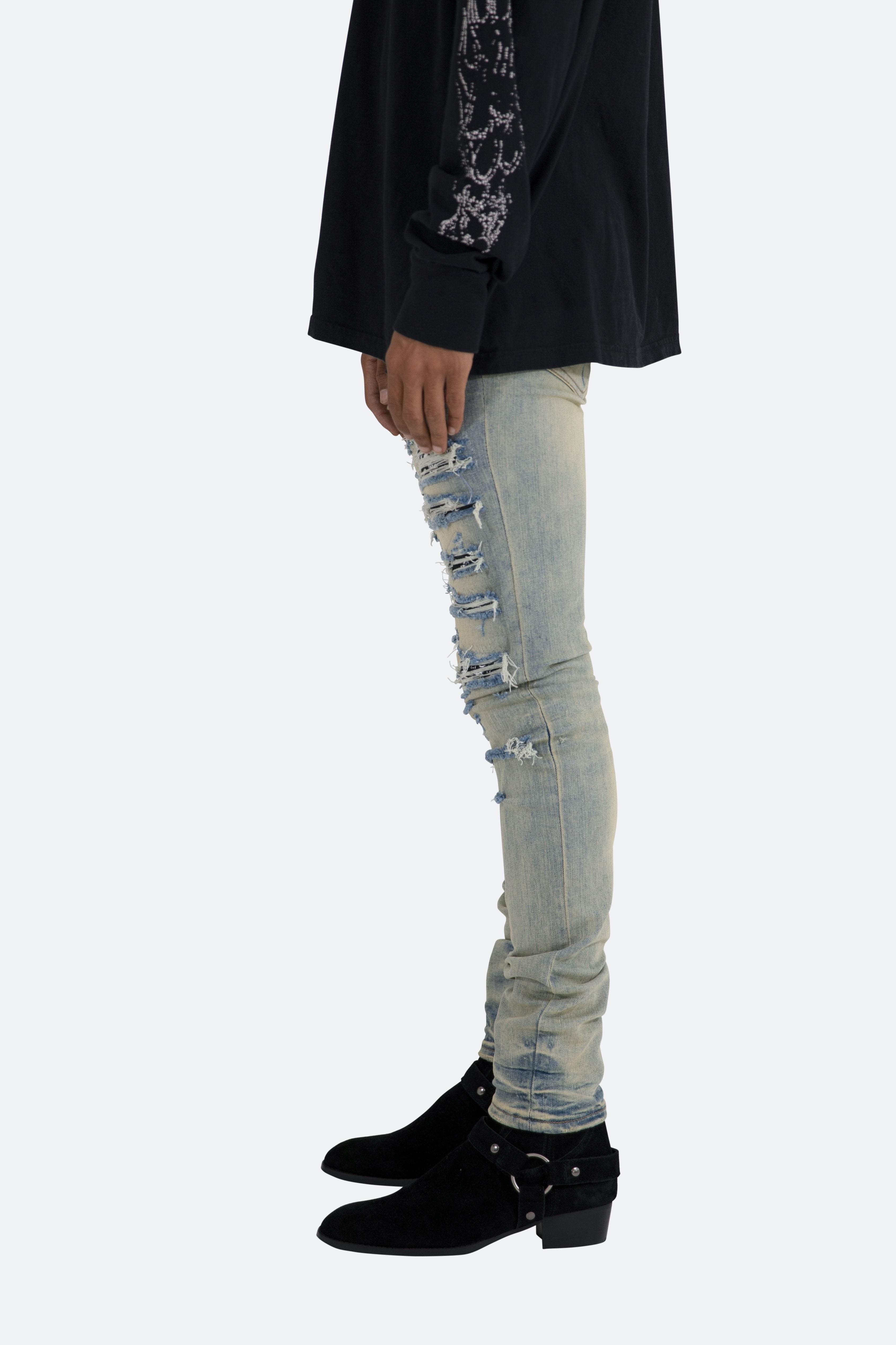 X165 Paisley Skinny Denim - Blue/Black