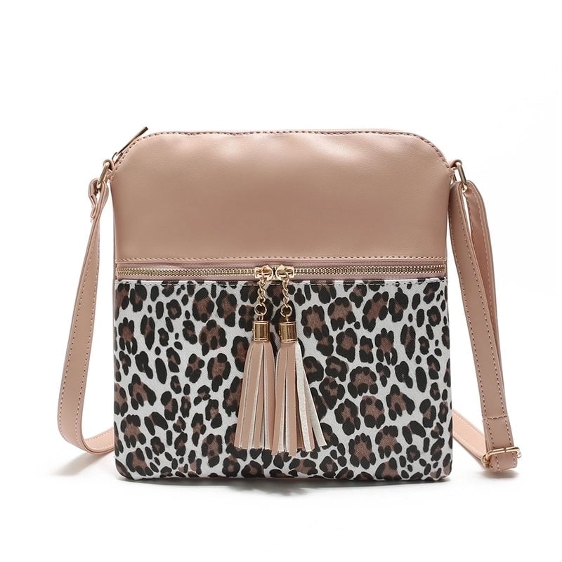 Women's Medium Pu Leather Leopard Fashion Square Zipper Crossbody Bag