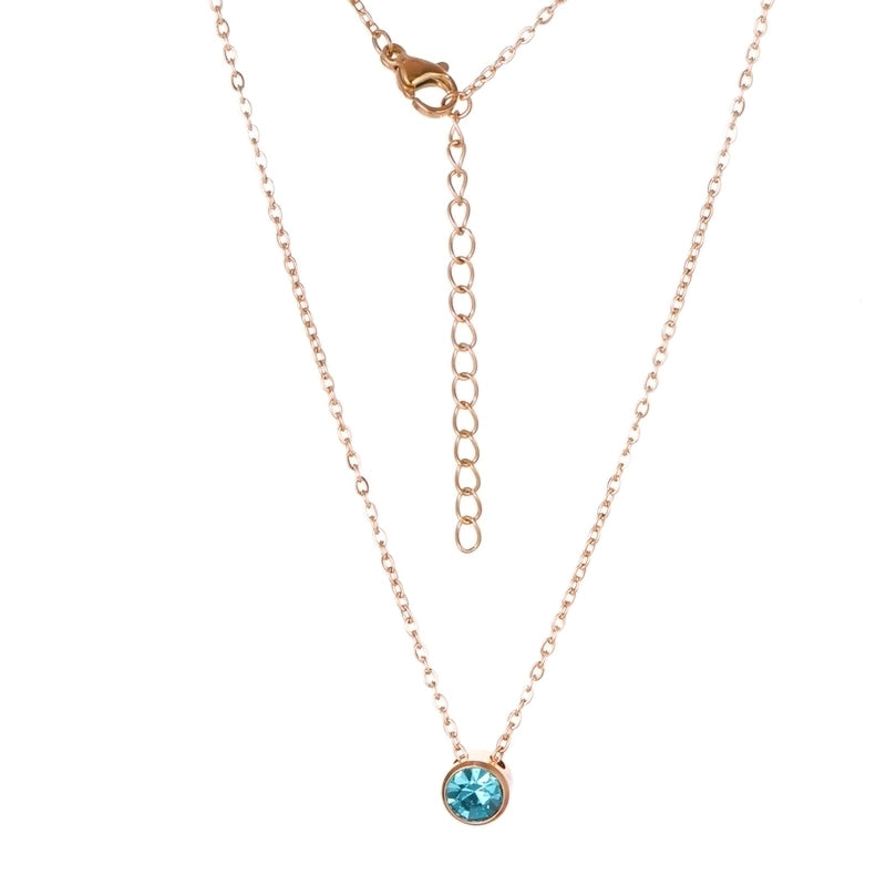 Stainless Steel 18K Gold Plated Rose Gold Plated IG Style Plating Inlay Round Birthstone Pendant Necklace